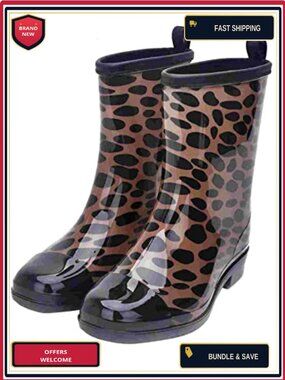 Waterproof Rubber Rain Boots Pull-On Comfortable Durable Garden Shoes